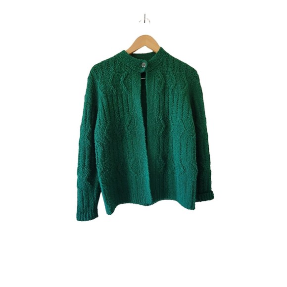 Objectives Vintage Green Shaw Cardigan Sweater‎ LARGE - Picture 4 of 7